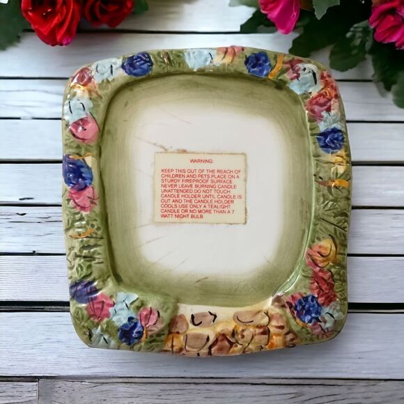 Lights Of Cobblestone Village Base ONLY Butterfly Inn House Ceramic Floral Vtg. - Picture 5 of 12